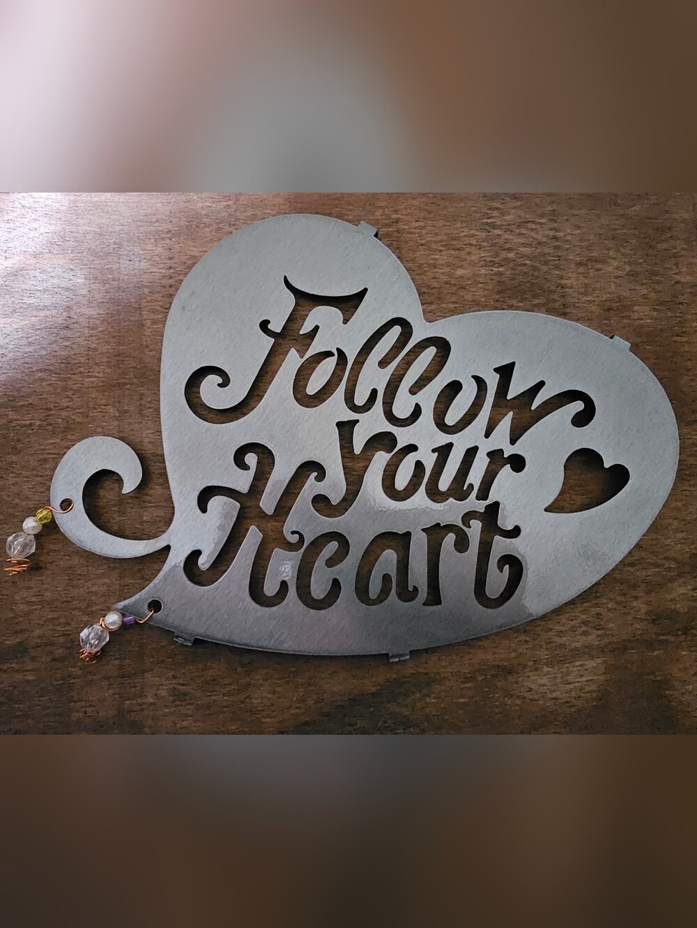 Follow Your Heart Metal Wall Art - Gray Heart Decor